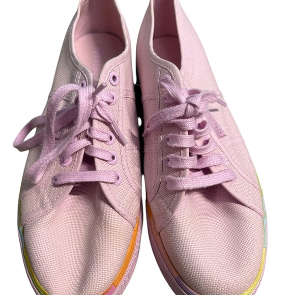 Superga platform sneakers Women's size 8.5 Pastel pink rainbow - Picture 7 of 11